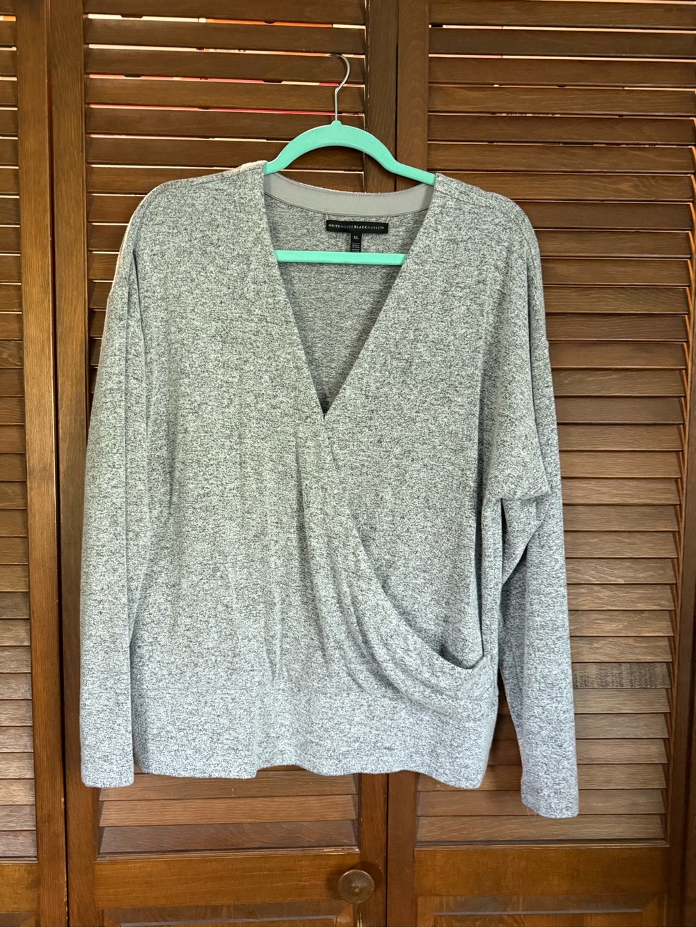 White House Black Market Heather Gray Knit Top